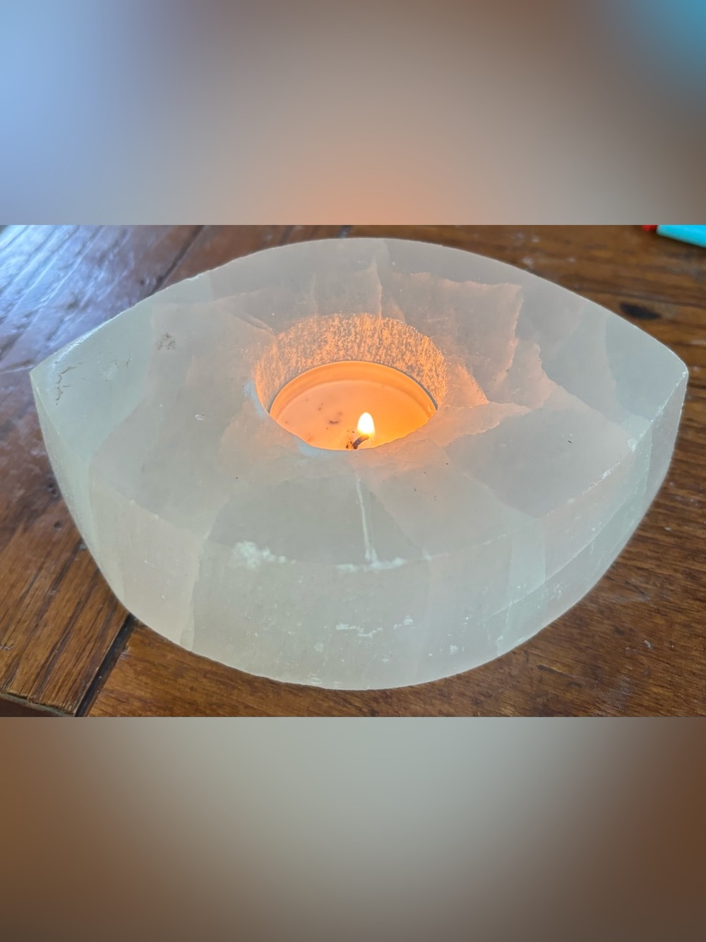 Selenite Eye Tea-light Candle Holder